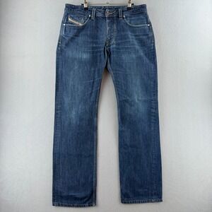 Diesel Jeans Mens 34x32 Larkee Regular Straight Leg ORS4B Blue Denim